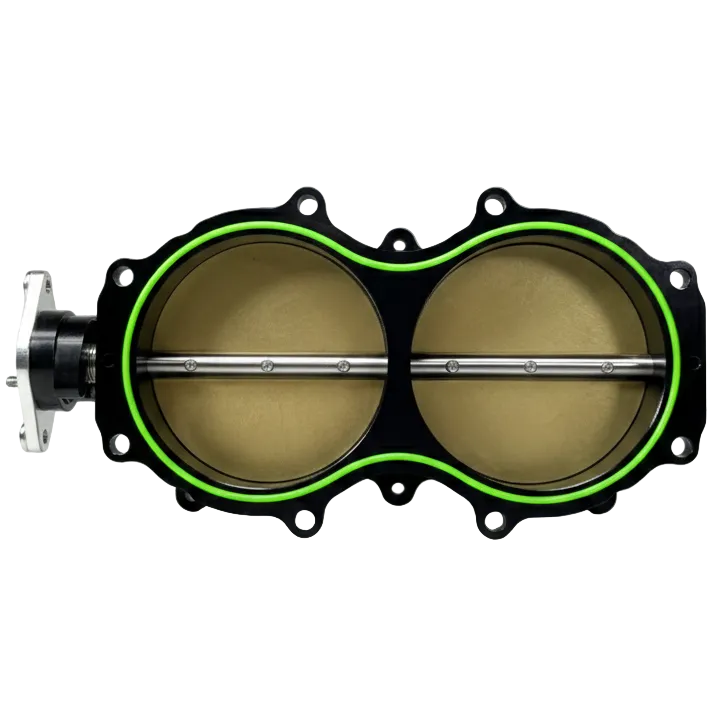 Mechanical filter with green rim on a white background