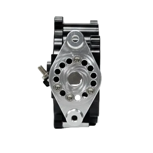 Metallic mechanical component on a white background