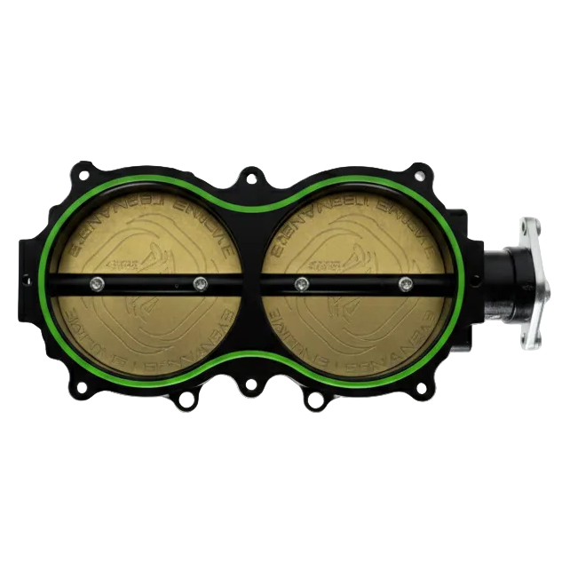 Mechanical filter with green rim on a white background