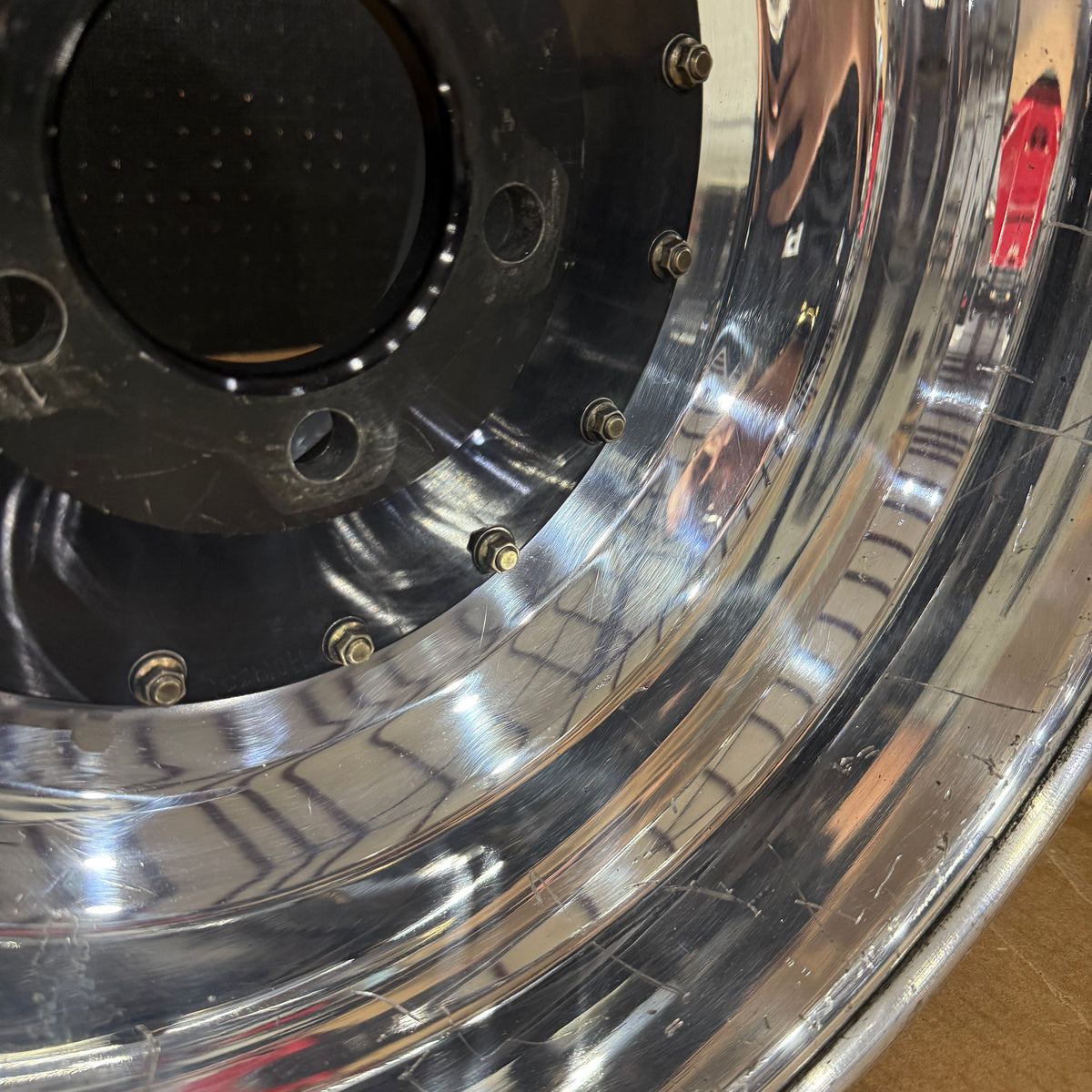 PAIR OF WELD ALUMASTAR PRO 2.0 LINER WHEELS, BLACK CENTER W/ POLISHED SHELL, 16X16, 5X5, 5&quot; BS