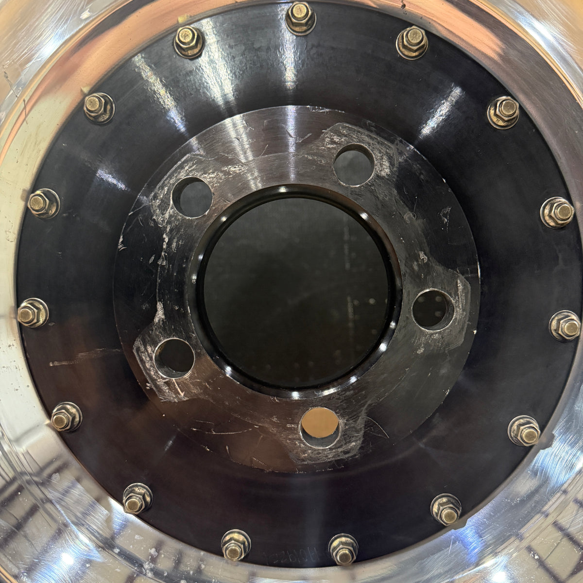 PAIR OF WELD ALUMASTAR PRO 2.0 LINER WHEELS, BLACK CENTER W/ POLISHED SHELL, 16X16, 5X5, 5&quot; BS