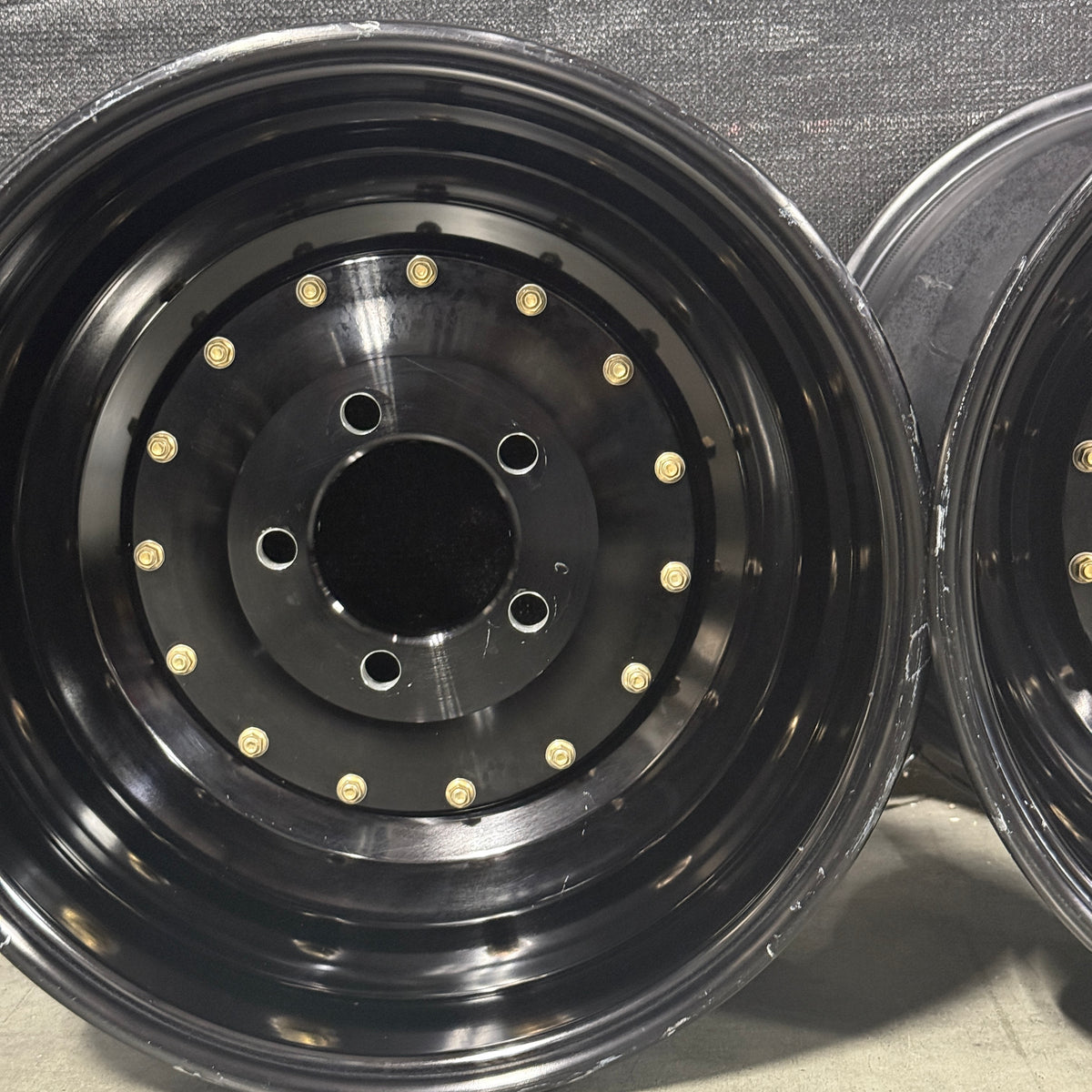 PAIR OF WELD ALUMASTAR PRO LINER WHEELS, BLACK, 16X16, 5X5, 5&quot; BS