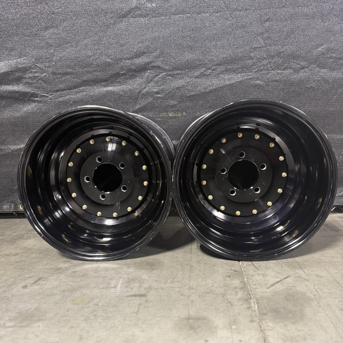 PAIR OF WELD ALUMASTAR PRO LINER WHEELS, BLACK, 16X16, 5X5, 5&quot; BS