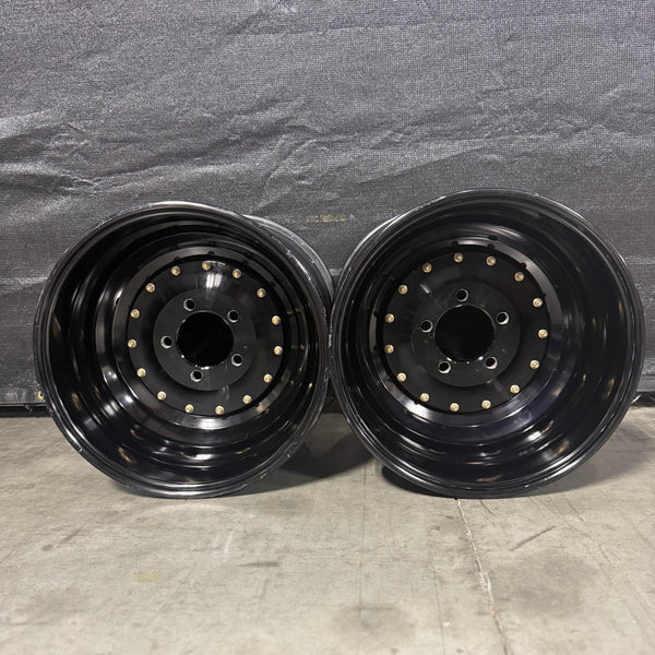 PAIR OF WELD ALUMASTAR PRO LINER WHEELS, BLACK, 16X16, 5X5, 5