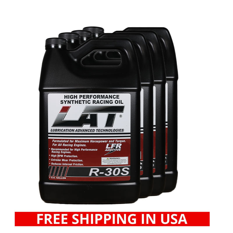 LAT R-30S SYNTHETIC 10W-30 RACING OIL, CASE OF 4 GAL