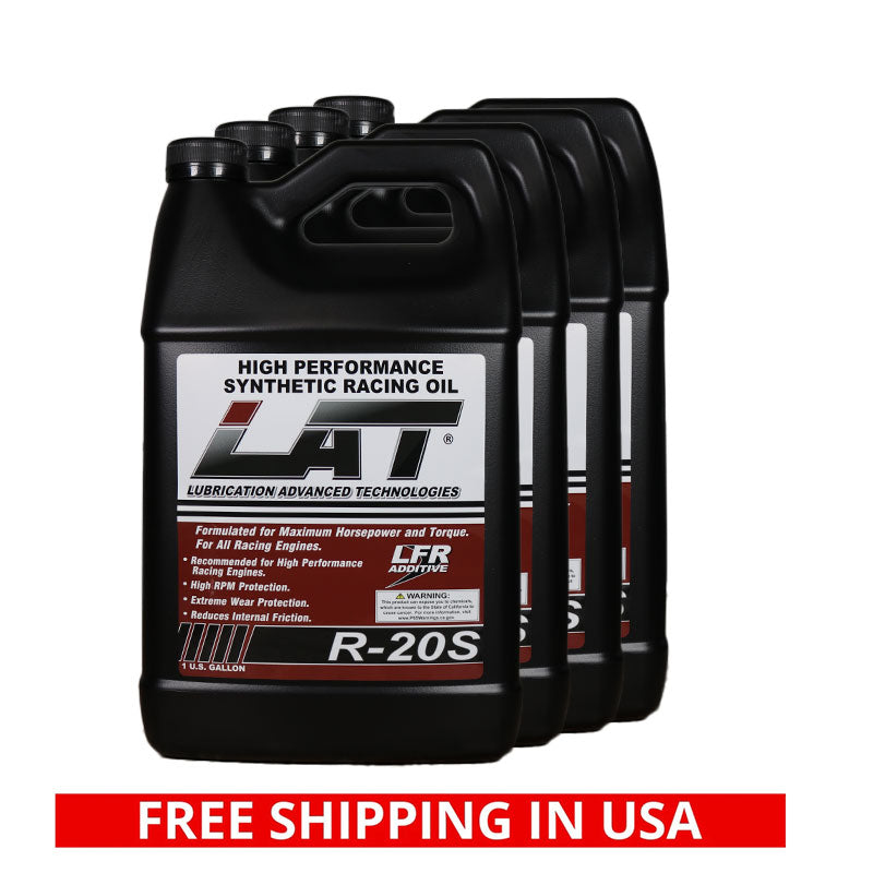 LAT R-20S SYNTHETIC 0W-20 RACING OIL, CASE OF 4 GAL