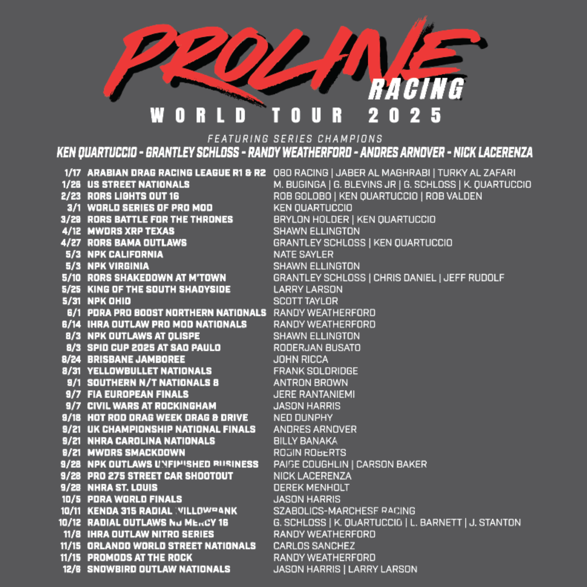 PROLINE RACING WORLD TOUR 2025 SHIRT