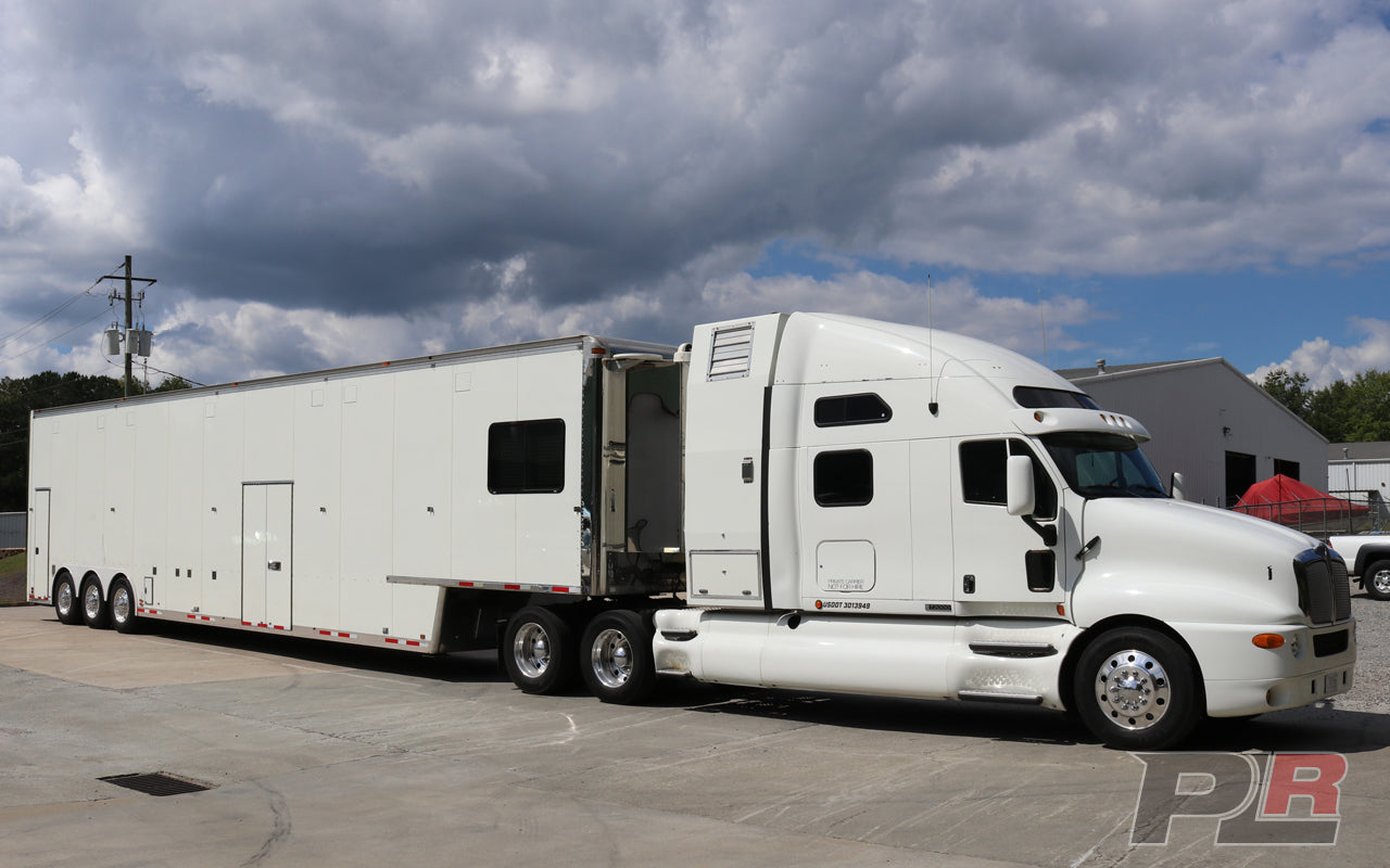 **PRICE REDUCED** 1999 Champion 53ft Screw / Chain Liftgate Race Trailer and 1999 Kenworth T2000 Semi Combo For Sale