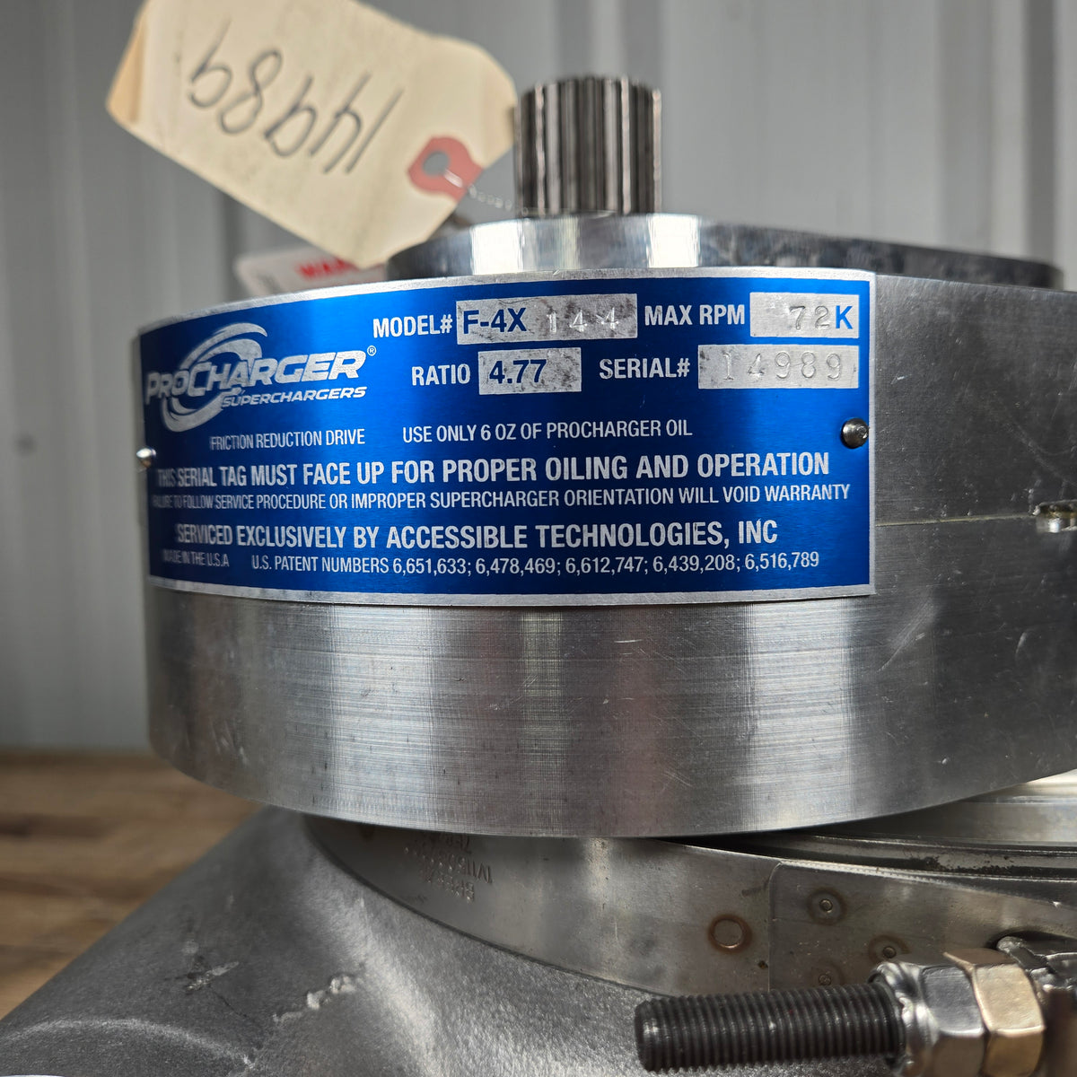 FRESH PROCHARGER F4X-144 SPLINE DRIVE UNIVERSAL HEAD UNIT