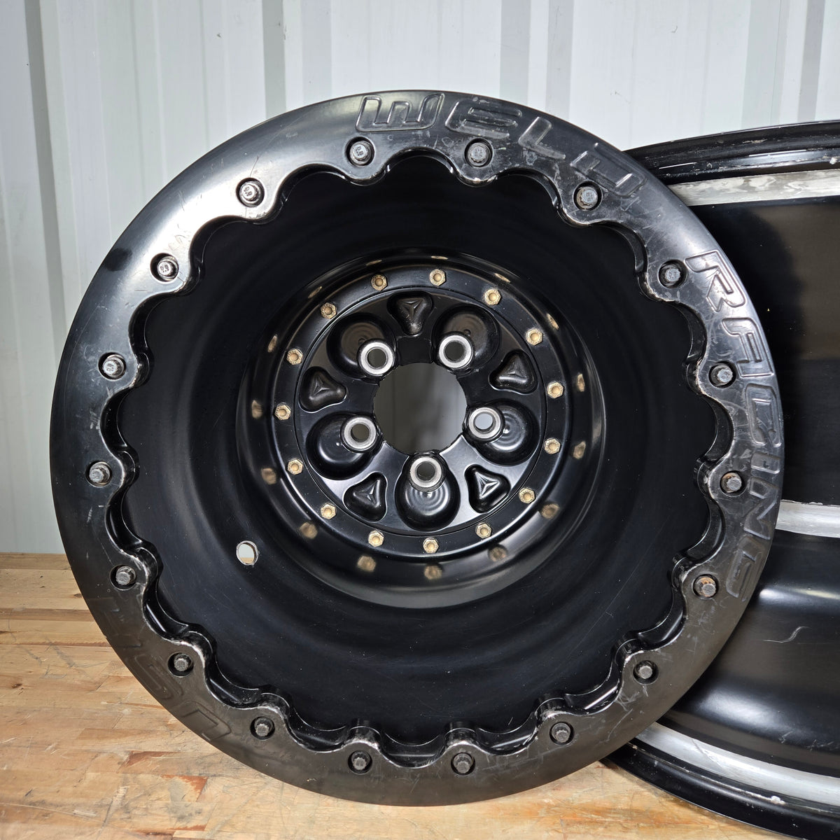 SET OF WELD MAGNUM PRO BLACK WHEELS, 16X16, 5X5, 5&quot; BS