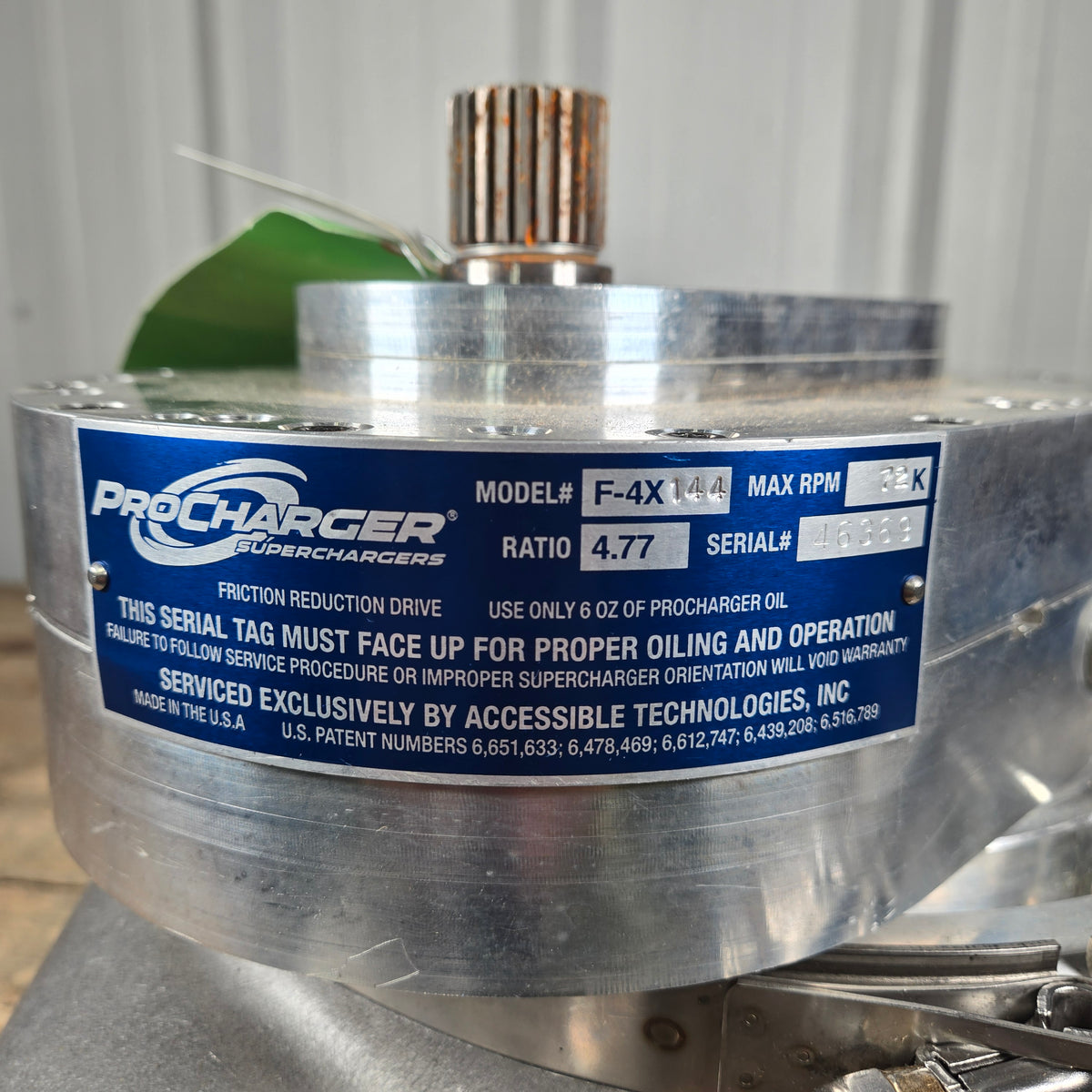 FRESH PROCHARGER F4X-144 SPLINE DRIVE UNIVERSAL HEAD UNIT