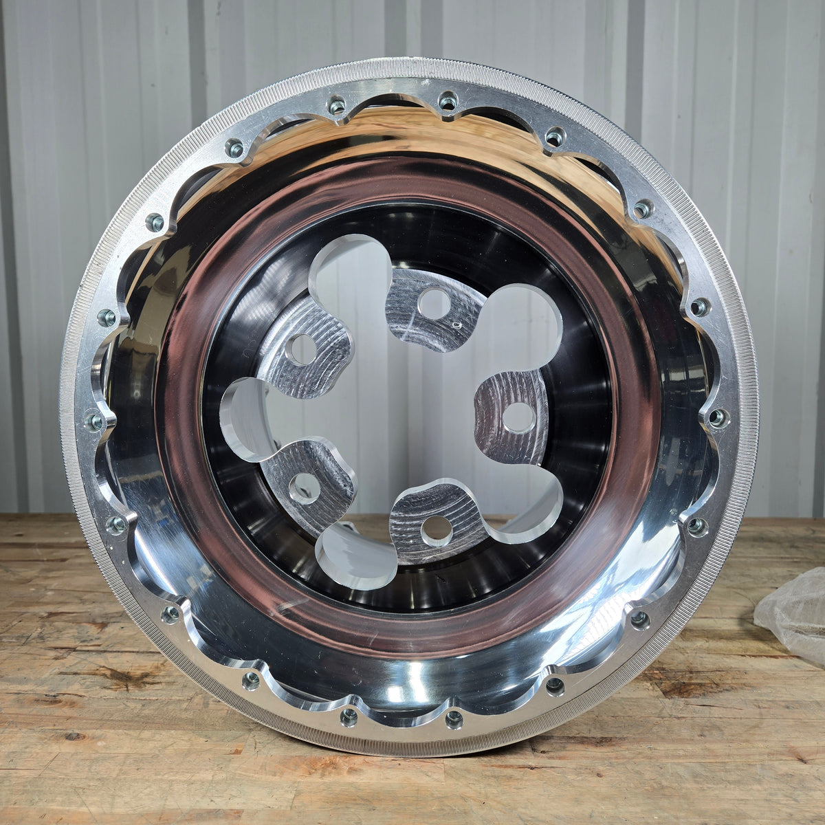 PAIR OF WELD ALPHA PRO WHEELS, BLACK/POLISHED, 15X15, 5X5.5, 1&quot; BS