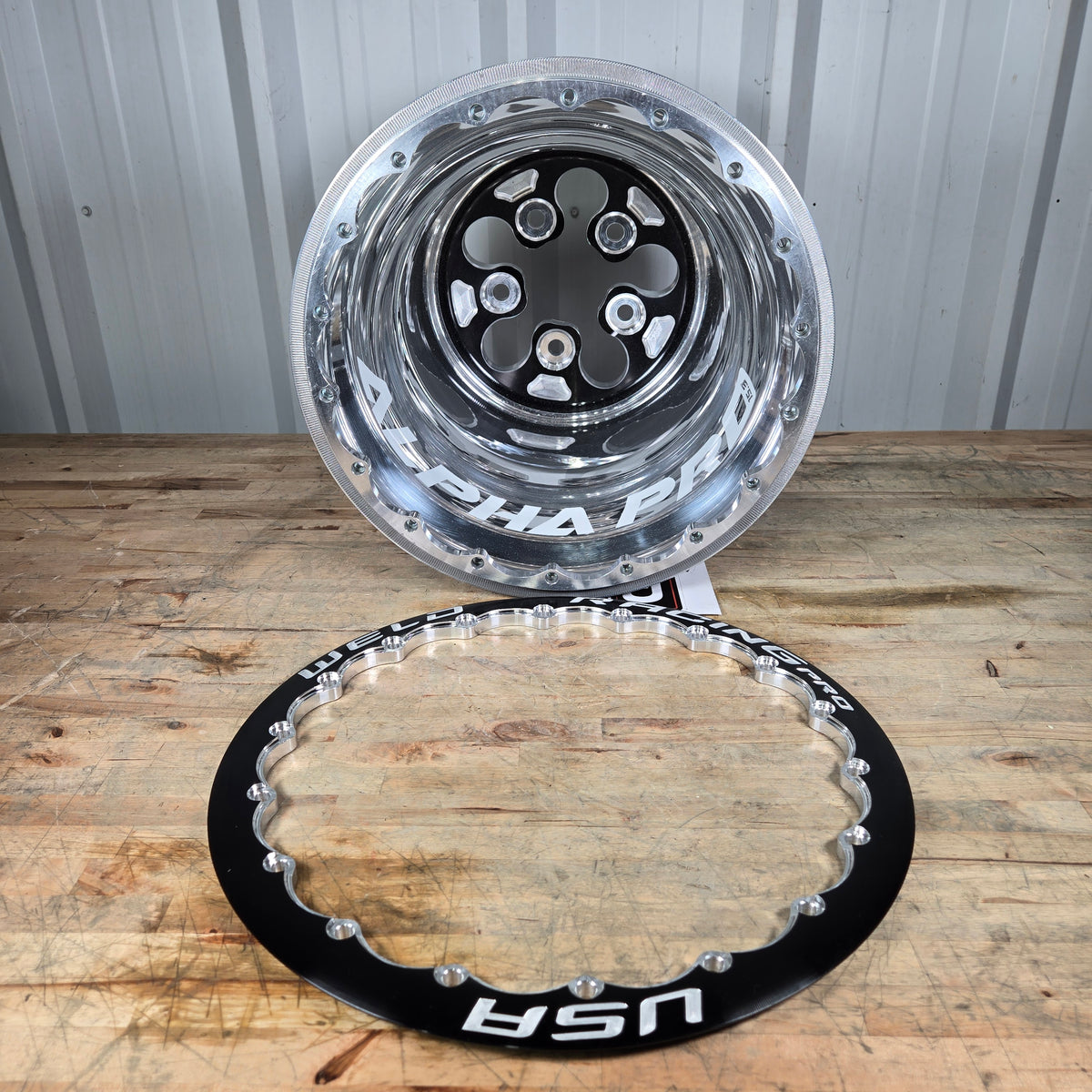 PAIR OF WELD ALPHA PRO WHEELS, BLACK/POLISHED, 15X15, 5X5.5, 1&quot; BS