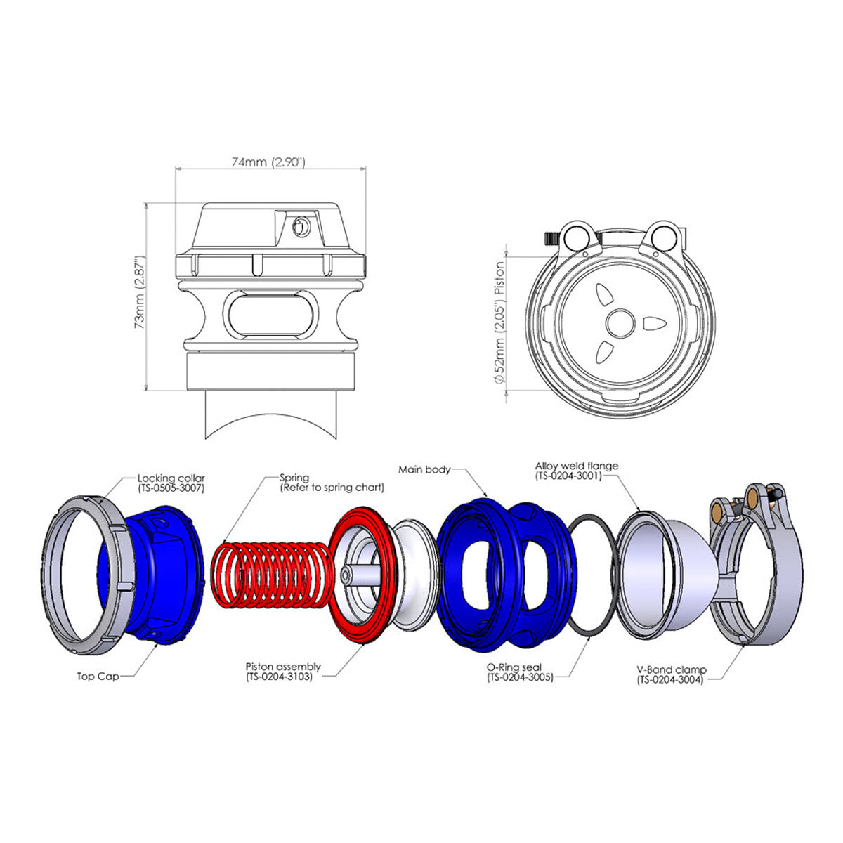 TURBOSMART GEN-V RACE PORT BLOWOFF VALVE, BLACK ANODIZED
