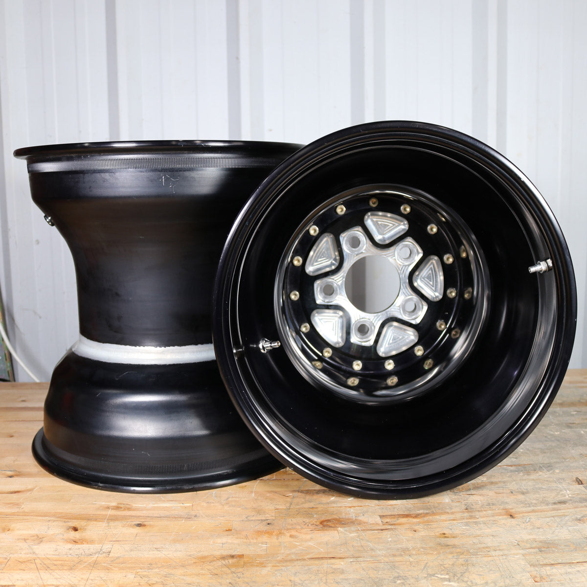 PAIR OF WELD ALUMASTAR PRO LINER WHEELS , 16x16 , 5" BS , 5x5.5 BP
